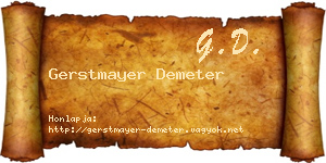 Gerstmayer Demeter névjegykártya